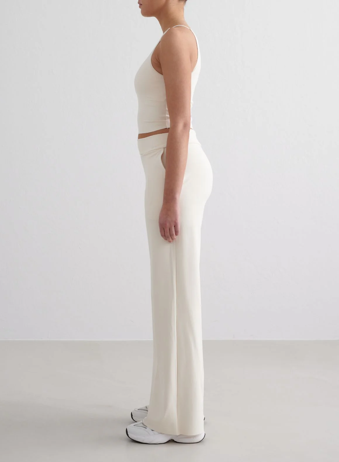 Almond White Sense Wide Pants & Halter Bralette Set - Image 2