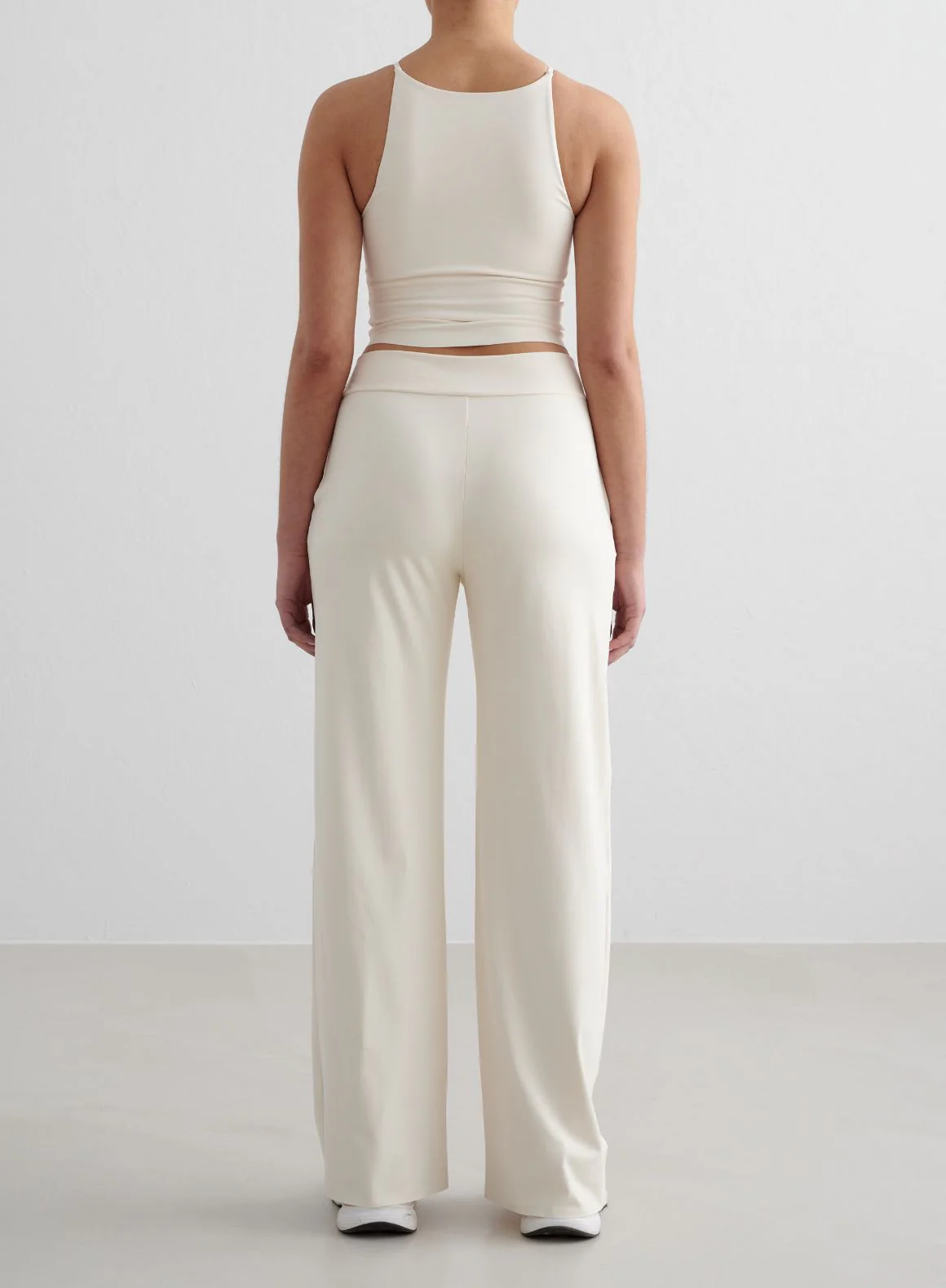 Almond White Sense Wide Pants & Halter Bralette Set - Image 3