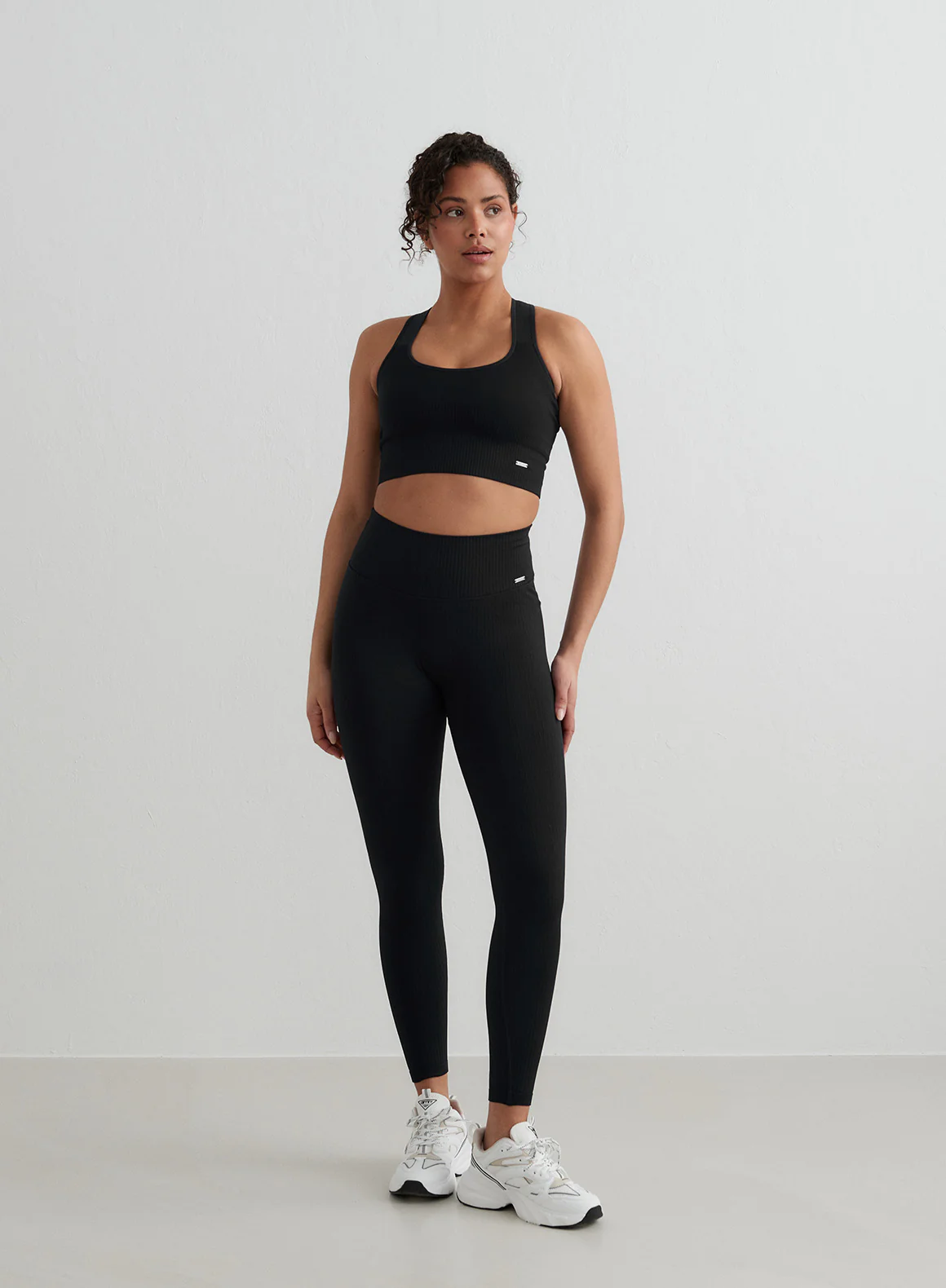Black Ribbed Seamless Tights - Image 194