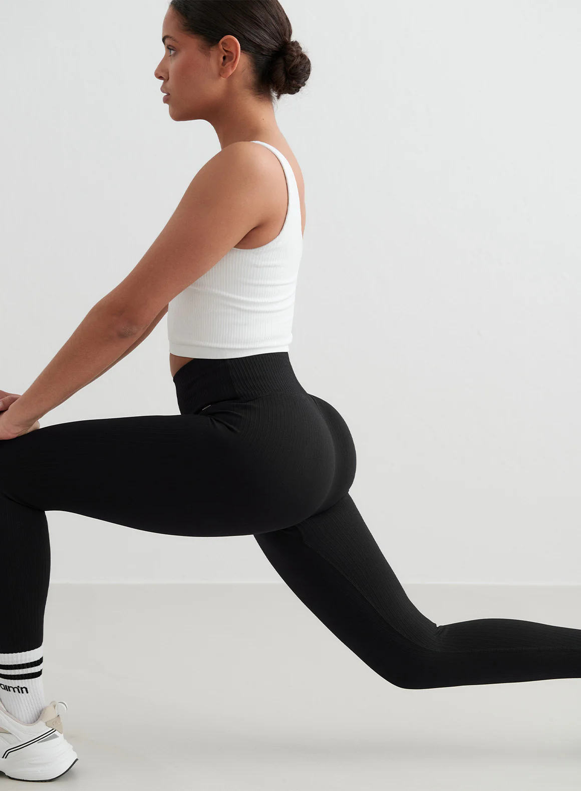 Black Ribbed Seamless Tights - Image 220