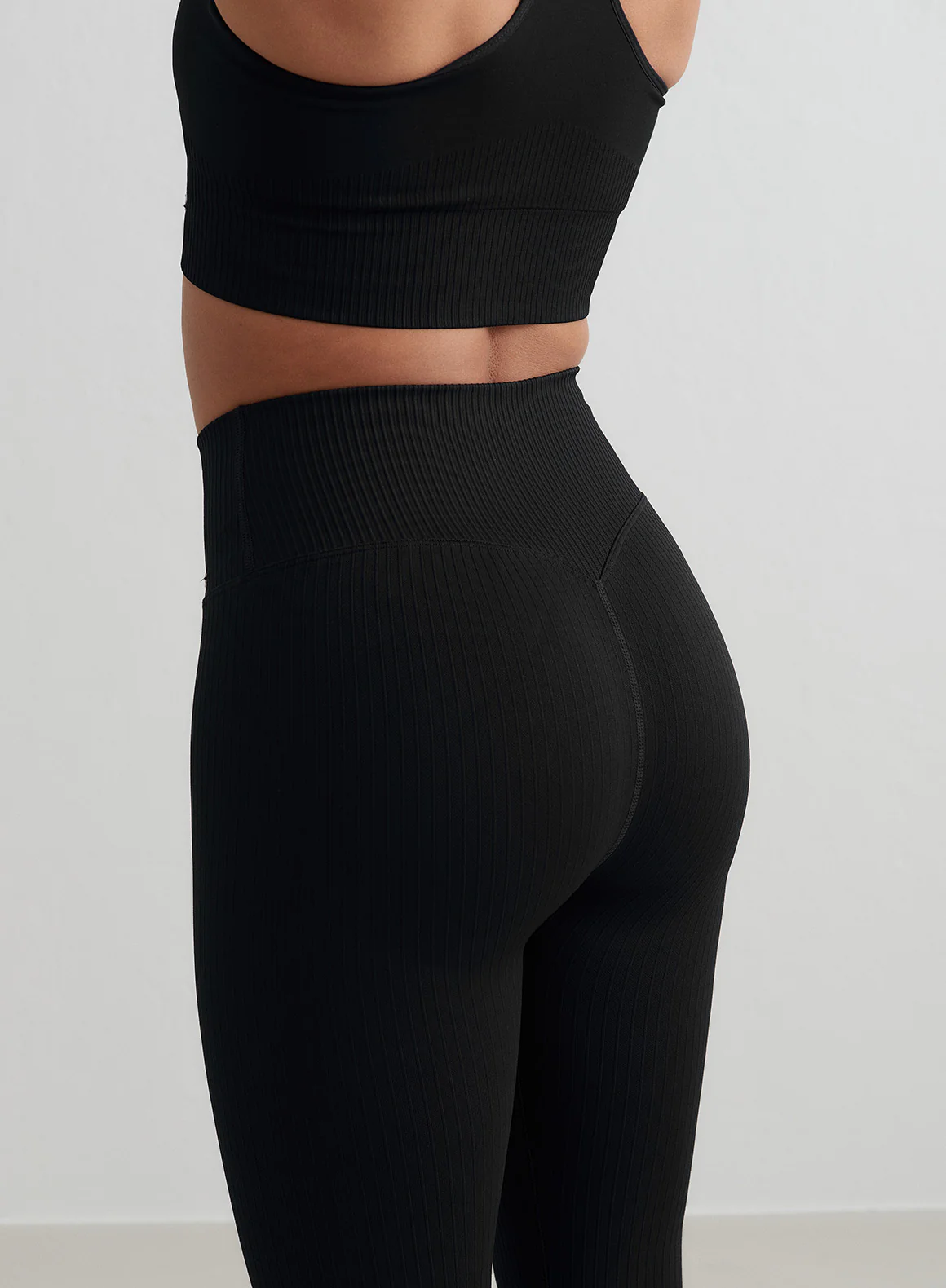 Black Ribbed Seamless Tights - Image 231