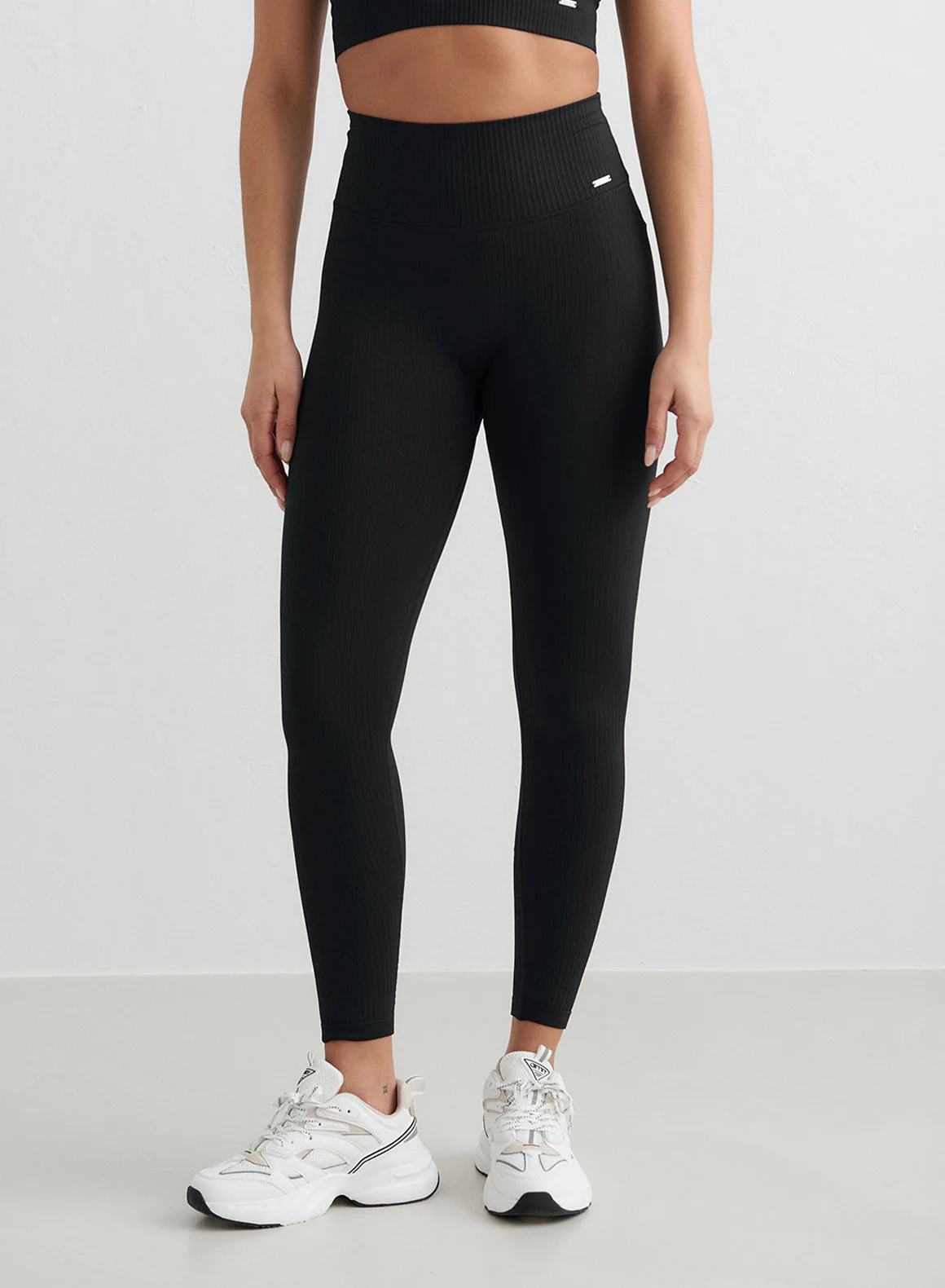 Black Ribbed Seamless Tights - Image 76