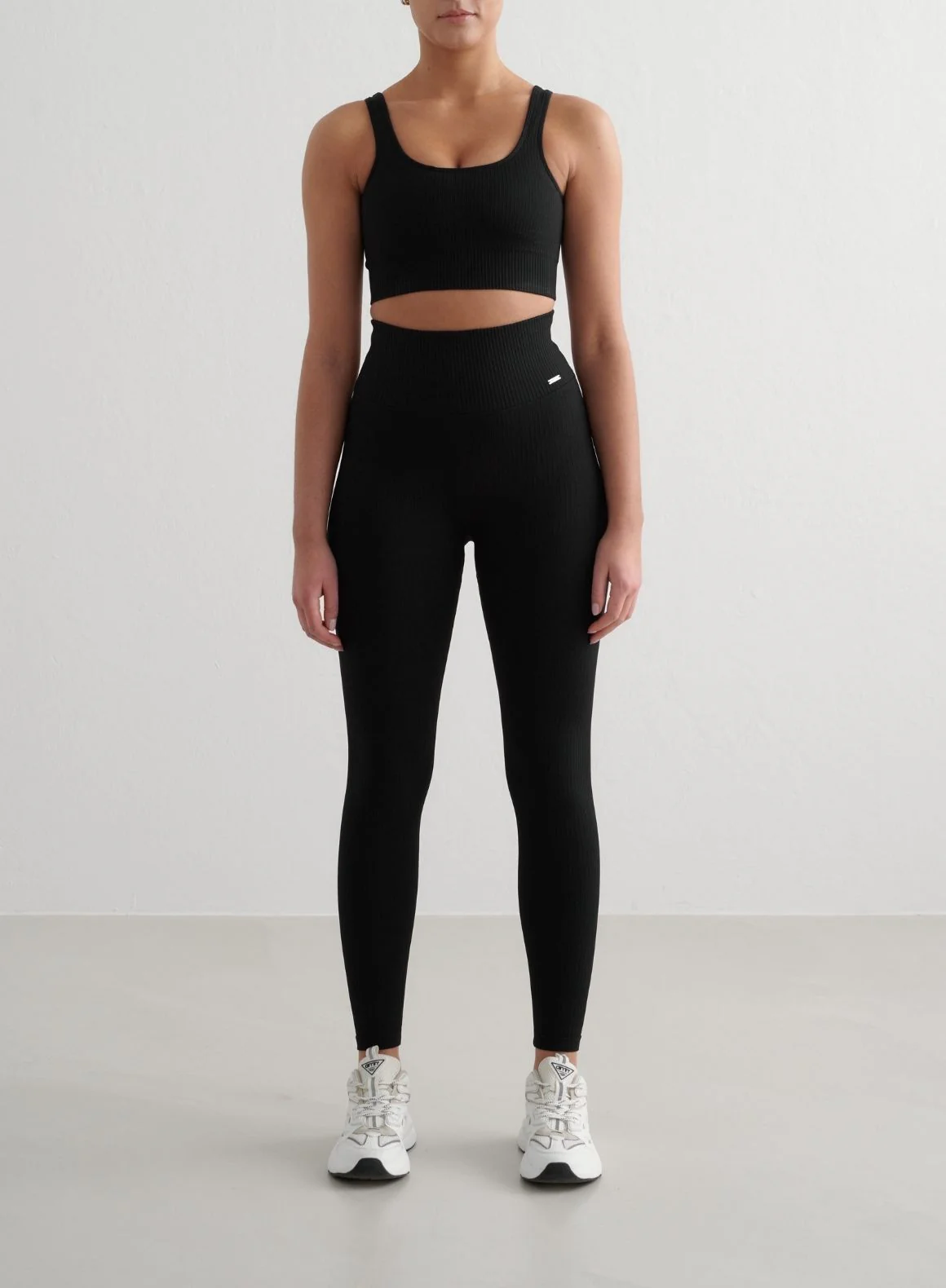 Black Ribbed Seamless Tights - Image 9