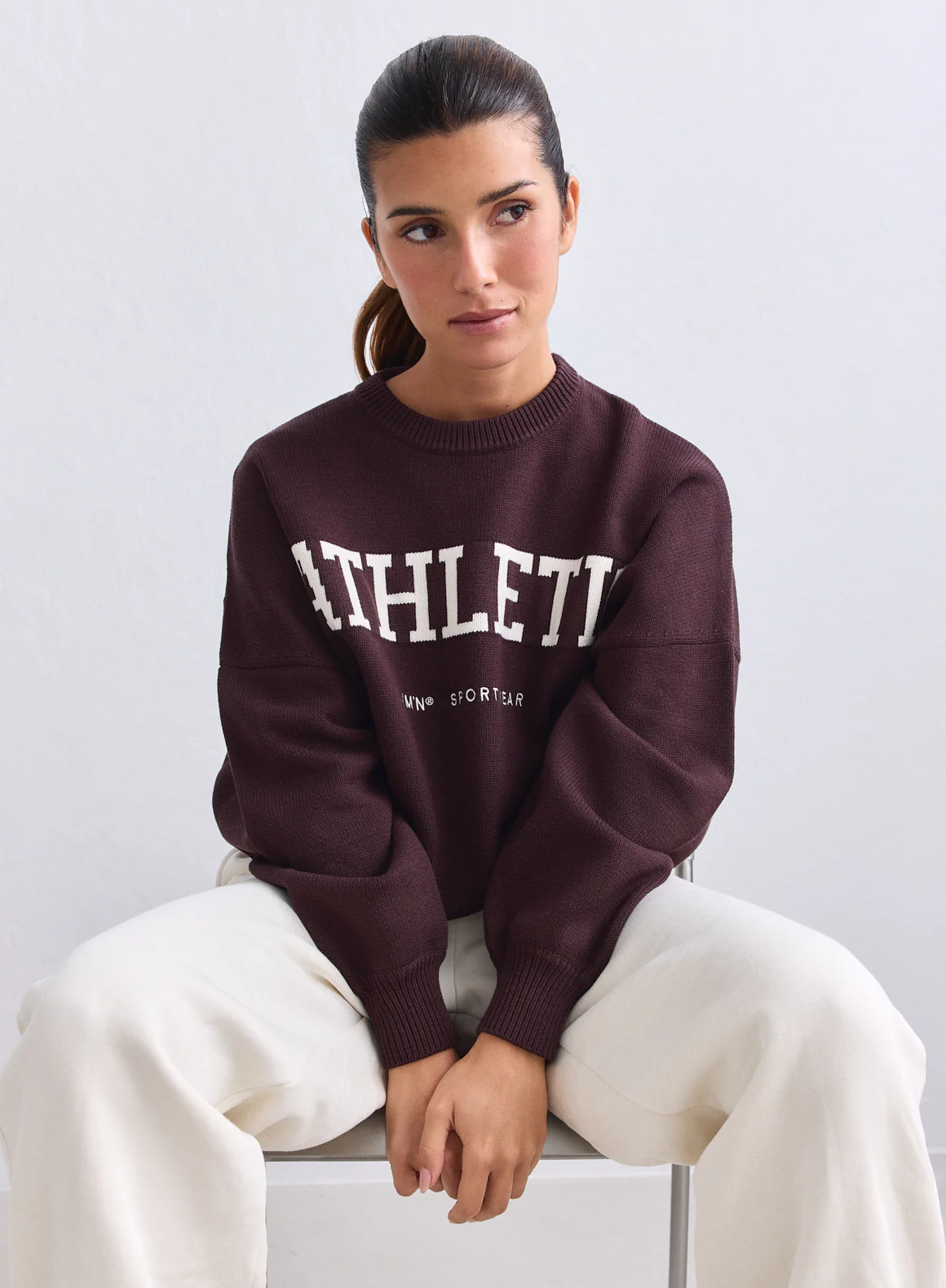 Chocolate Athletic Knit Sweatshirt